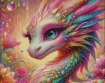 Colorful Dragon Cross Stitch Pattern: Whimsical Fantasy Art (Digital PDF)