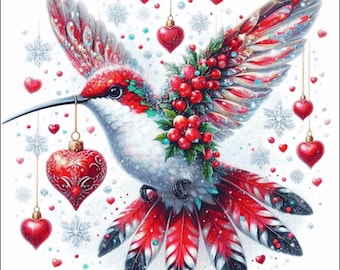 Christmas Hummingbird Counted Cross Stitch Pattern (Digital PDF)