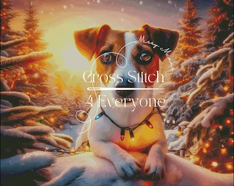 Festive Jack Russell Terrier Christmas Cross Stitch Pattern (Digital PDF)