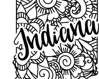 Indiana state shape mandala zentangle counted cross stitch pattern digital pdf