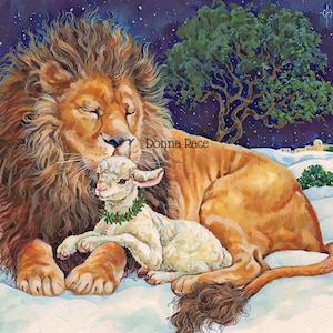 Löwe und Lamm Weihnachtsfeiertags Kreuzstichmuster digitales Pdf
