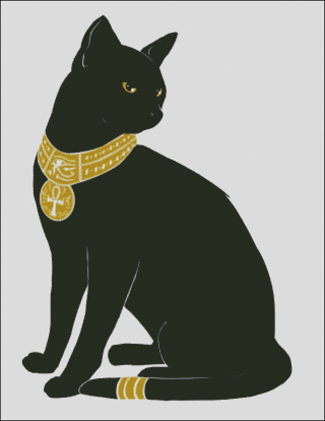 Black Cat Egyptian Gold Counted Cross Stitch Pattern Etsy