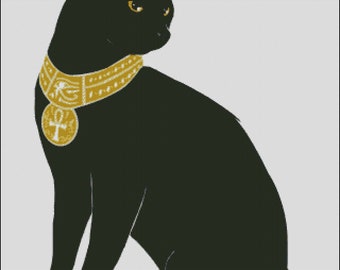 黒猫のエジプトの金のクロスステッチパターン - Etsy 日本