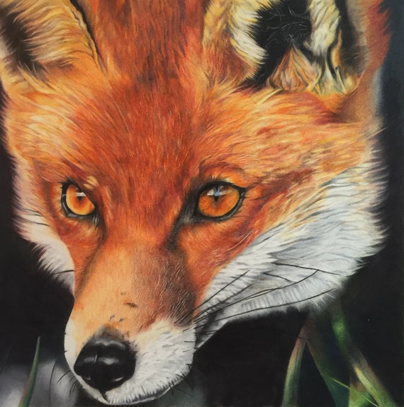 Red Fox watercolor wildlife animal counted cross stitch pattern PDF