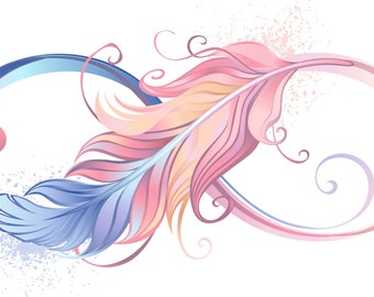 Feather pastel colors watercolor infinity symbol counted cross stitch pattern pdf
