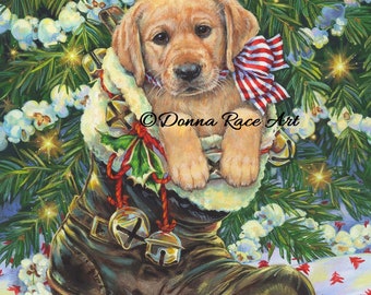 Yellow Lab Puppy Christmas Cross Stitch Pattern: Smoot in the Boot (Digital PDF)