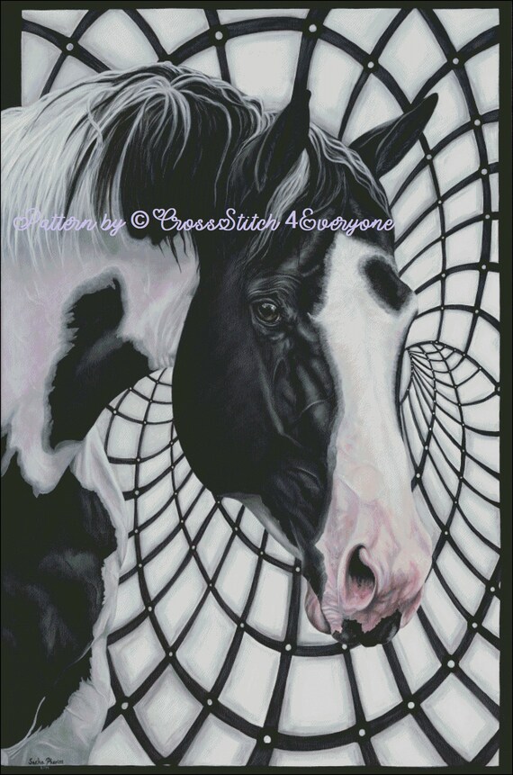 Black and White Pinto Horse Paint With bing Counted Cross Etsy