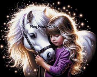 Girl and Pony Cross Stitch Patterns, Woman and Horse (Digital PDF)