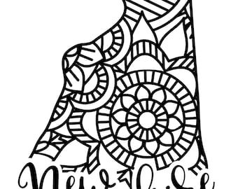 New Hampshire state shape mandala zentangle counted cross stitch pattern digital pdf