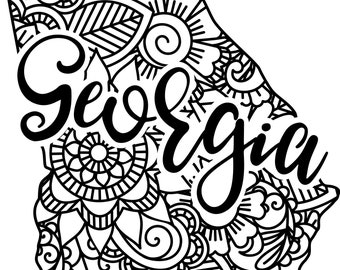 Georgia state shape mandala zentangle counted cross stitch pattern digital pdf