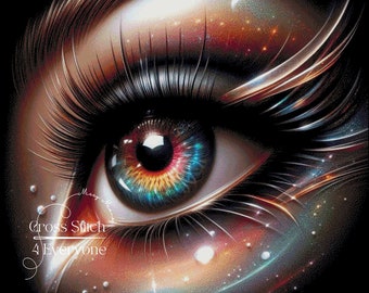 Colorful Eye Lashes Counted Cross Stitch Pattern (Digital PDF)