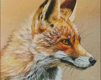 Red Fox head study counted cross stitch pattern digital pdf