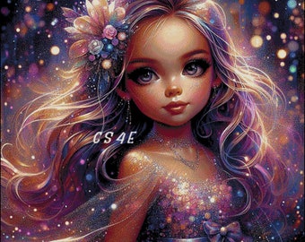 Whimsical Little Girl Cross Stitch Pattern (Digital PDF)