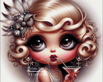 1920s Art Deco Lady Cross Stitch Pattern (Digital PDF)