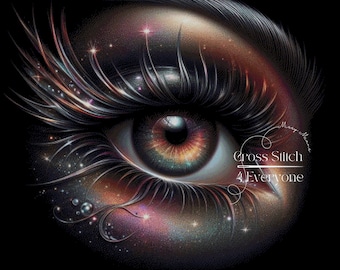 Colorful Woman's Eye Cross Stitch Pattern (Digital PDF)