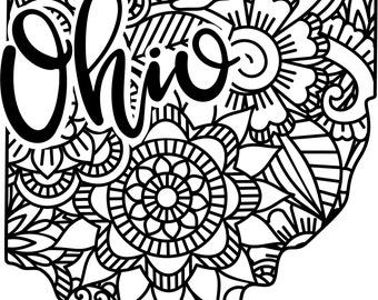 Ohio state shape mandala zentangle counted cross stitch pattern digital pdf