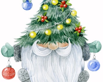 Gnome with christmas tree and ornaments counted cross stitch pattern pdf