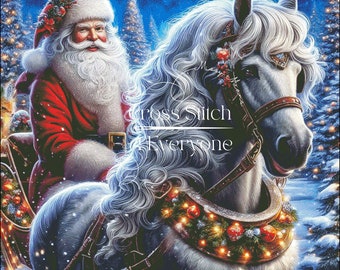 Santa's Sleigh Ride Cross Stitch Pattern: Dapple Grey Horse (Digital PDF)