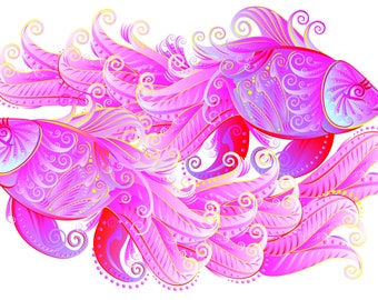 Fish abstract fantail goldfish counted cross stitch pattern