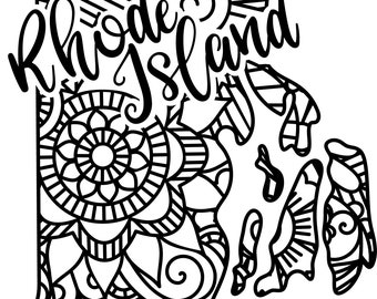 Rhode island state shape mandala zentangle counted cross stitch pattern digital pdf