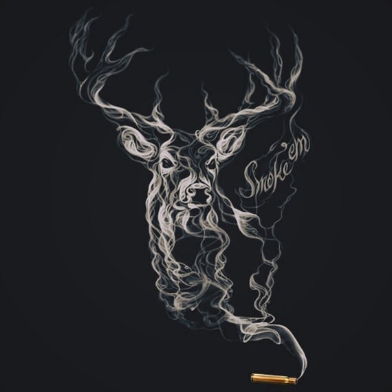 Buck Deer Bullet Smoking Antlers Hunting Counted Cross Stitch Pattern