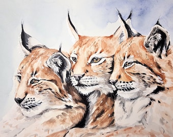 Lynx cats wildlife counted cross stitch pattern