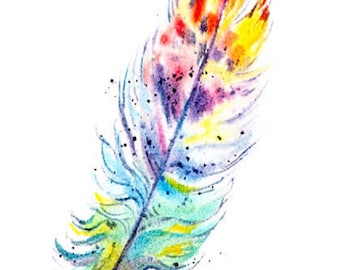Watercolor Bird Feather counted cross stitch pattern pdf