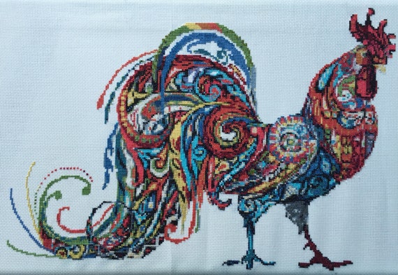 Abstract Rooster Chicken Farmyard Country Counted Cross Etsy