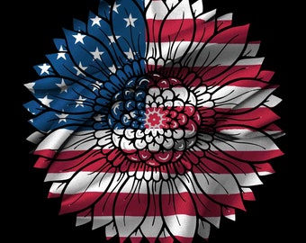 American flag patriotic sunflower counted cross stitch pattern digital pdf