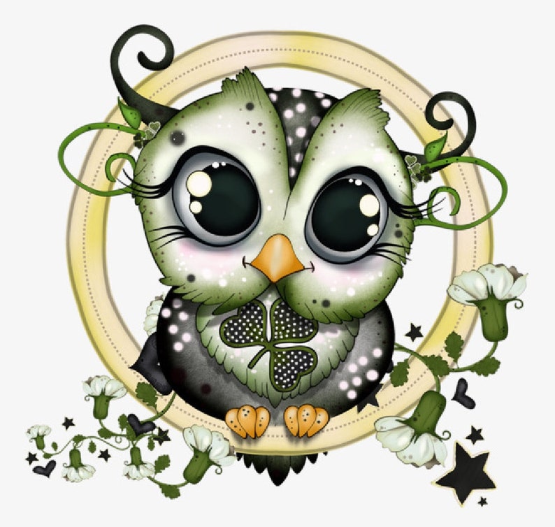 Owl St Patricks day holiday counted cross stitch pattern ...
