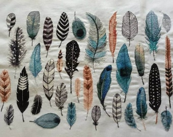 Feathers Cross Stitch Pattern: Colorful Bird Feather Design (PDF)