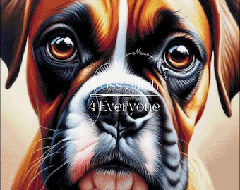 Fawn boxer dog counted Cross Stitch Pattern:  (Digital PDF)