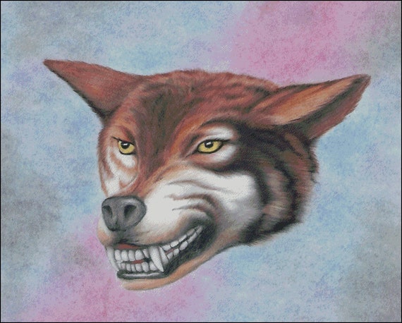 A Red Wolf Snarling Growling Wildlife Counted Cross Stitch Pattern Digital  Delivery Pdf - Etsy Sweden