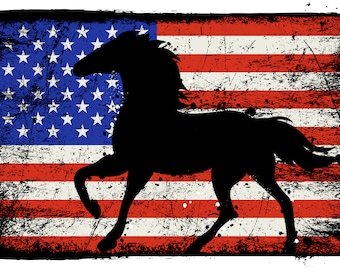 American flag patriotic horse counted cross stitch pattern digital pdf