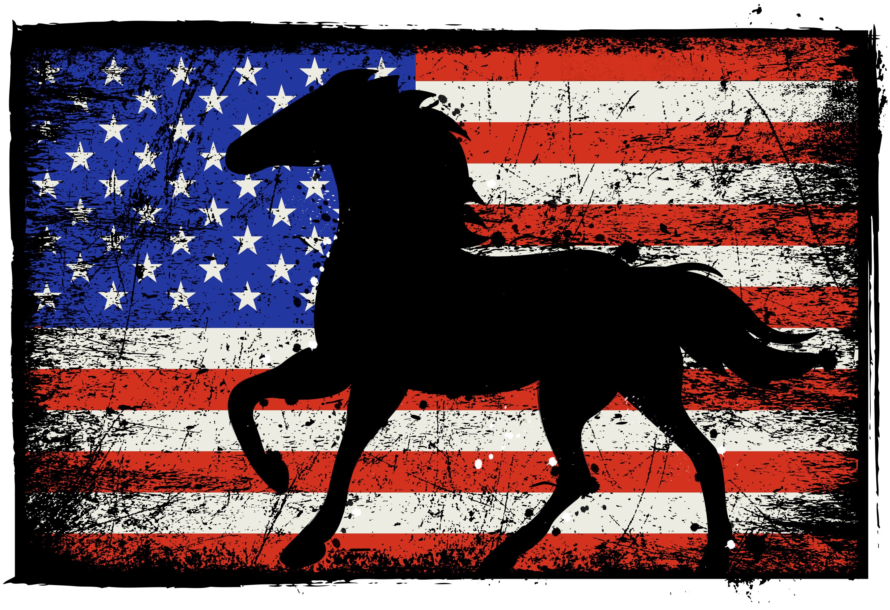 American flag patriotic horse counted cross stitch pattern digital pdf