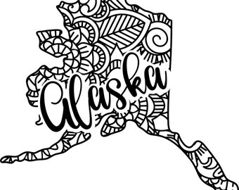 Alaska state shape mandala zentangle counted cross stitch pattern digital pdf