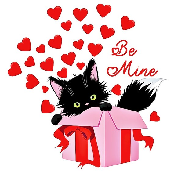 Cute Fuzzy Black Kitten Cat Valentine Animal Counted Cross Stitch