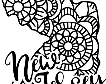 New Jersey state shape mandala zentangle counted cross stitch pattern digital pdf