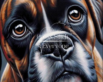 Brindle boxer dog counted Cross Stitch Pattern:  (Digital PDF)