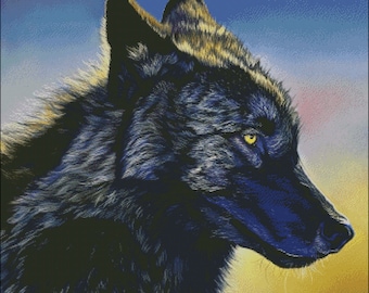 Wolf head study counted cross stitch pattern digital pdf