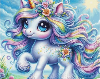 A pretty little unicorn counted cross stitch pattern digital pdf