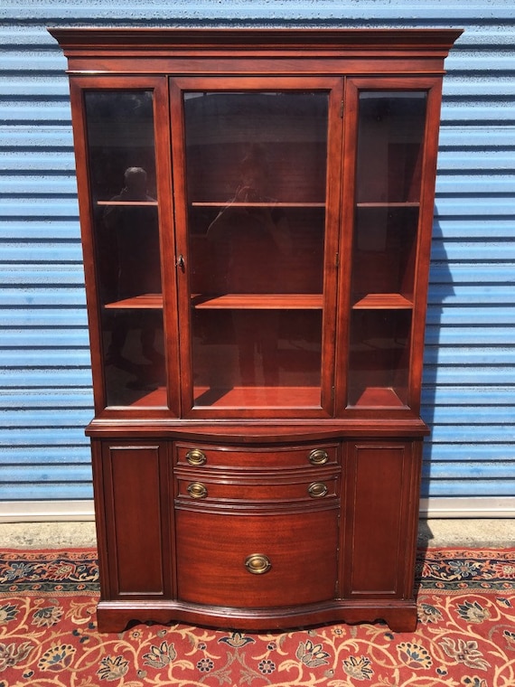 Vintage China Cabinet Mahogany Wood Etsy
