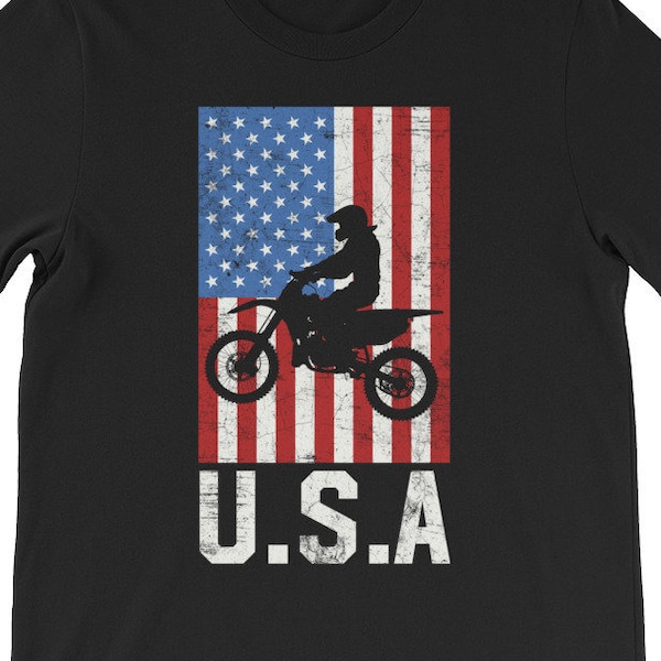 Unisex USA Motor cross T-shirt Gift, Motor cross Fan Shirt, American Flag Motor cross Birthday Gift,Motor cross patriotic Gift 4th July Tee