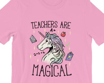 Teachers Are Magical Unicorn Unisex T Shirt - Teacher tee shirts, Teacher Tees, Teacher gifts for christmas, Teacher shirt kindergarten