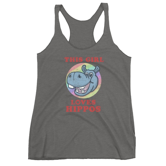 This Girl Loves Shirt Hippo Shirt Hippo Gift Cartoon Hippo Shirt Yoga Vest Yoga Tank Top Workout Tank Workout Vest Funny Slogan Shirt Zoo