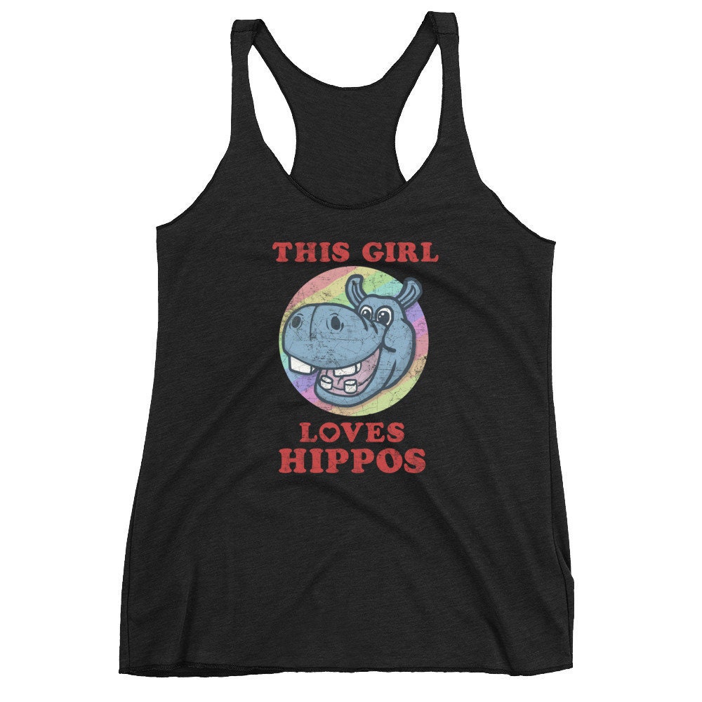 This Girl Loves Shirt Hippo Shirt Hippo Gift Cartoon Hippo Shirt Yoga Vest Yoga Tank Top Workout Tank Workout Vest Funny Slogan Shirt Zoo