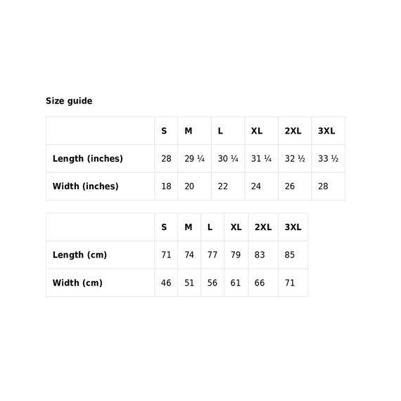 Tasmanian Tiger Size Chart