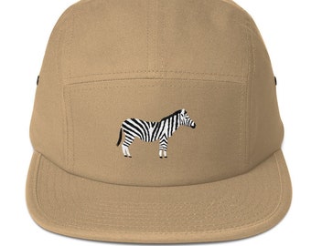 5 Panel Cap Cap Embroidered/Embroidered Zebra