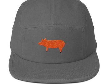 5 Panel Cap Cap Embroidered/Embroidered Pig/Pig