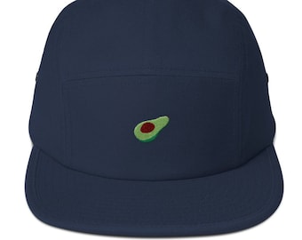 Unisex 5 panel cap / hat with embroidered avocado
